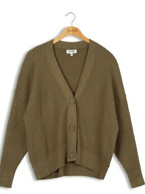 Point Collection Green Waffle V-neck Cardigan Small EUC
